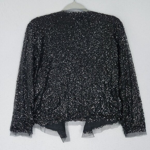 J Crew Sweater Womens Small Black Sequin Open Front 3/4 Sleeve Formal Cardigan - Picture 12 of 13